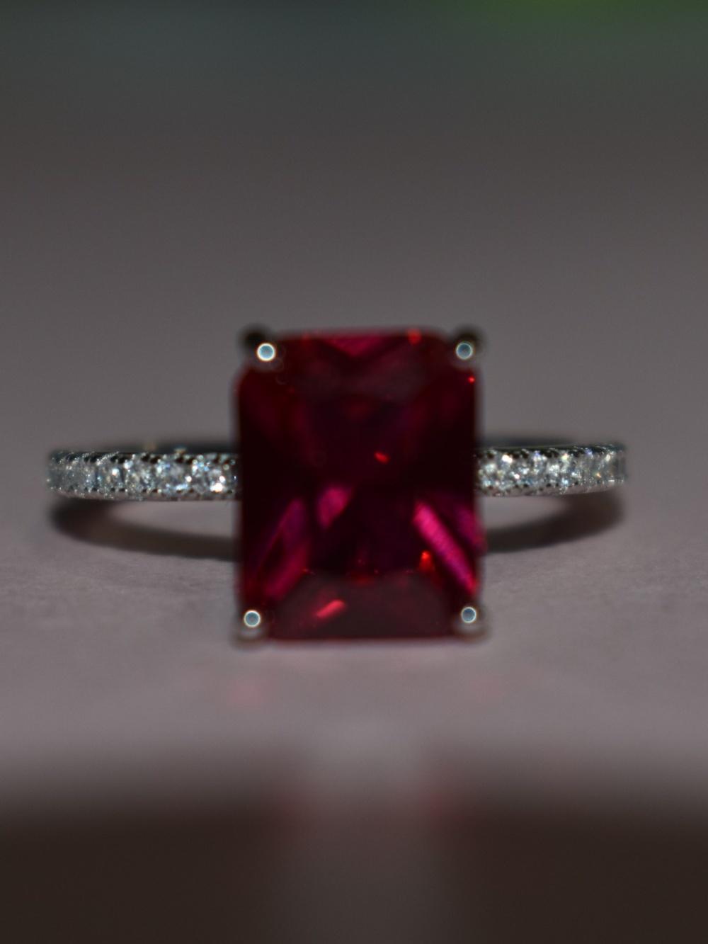 Moissanite 4ct Ruby Ring - Picture 6 of 10